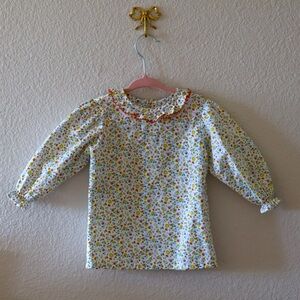 Boutique Floral Ruffle Collar Blouse Baby Toddler Girl 24mo